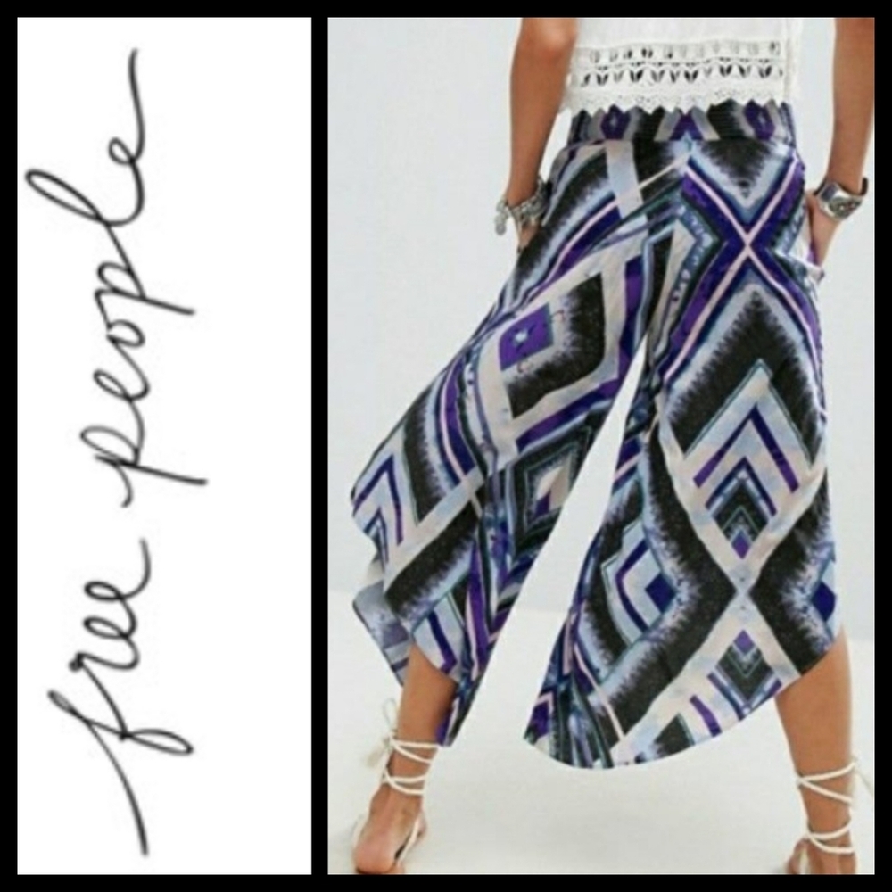 FREE PEOPLE Wide-Leg PANTS ASSIMETRIC HEM SMALL WOMENS SMALL NWOT